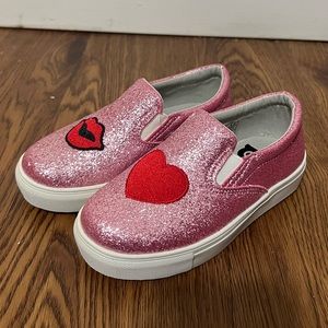 NEW HOO Pink Glitter Slip On Sneakers Size 10 Children’s